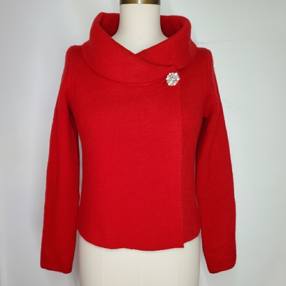 Adrienne Vittadini Size S Sweater Shrug Jacket Thick Knit Long Sleeve Gemstone